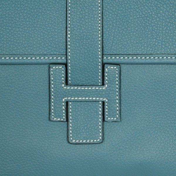 Best Hermes Large Leather H Handbag Blue 6058